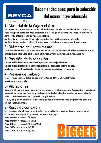 Vacuómetro Refrigeración Carburación Rosca 1/2 150 Mm Beyca 1