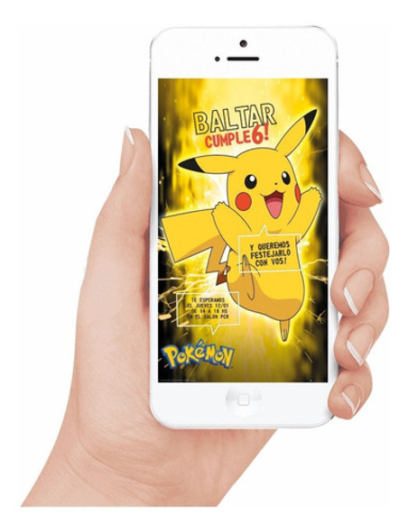 Tarjeta Cumple Pikachu Pokemon Digital Personalizada Whatsap 0