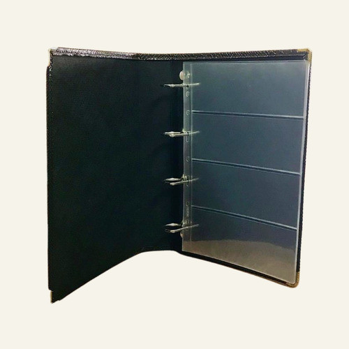 Álbum Fichário Marrom  P/ 40 Cédulas C/ Folhas Em Acetato 0