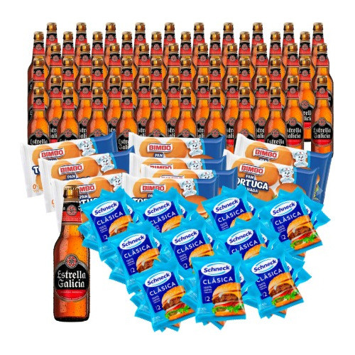 60 Hamburguesas Schneck +tortugas+ 60 Estrella Galicia 330cc 0