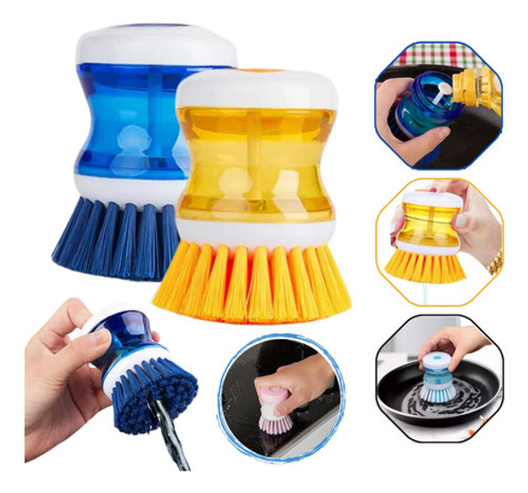 Cepillo Lava Platos Dispenser Jabón Detergente Para Cocina 0