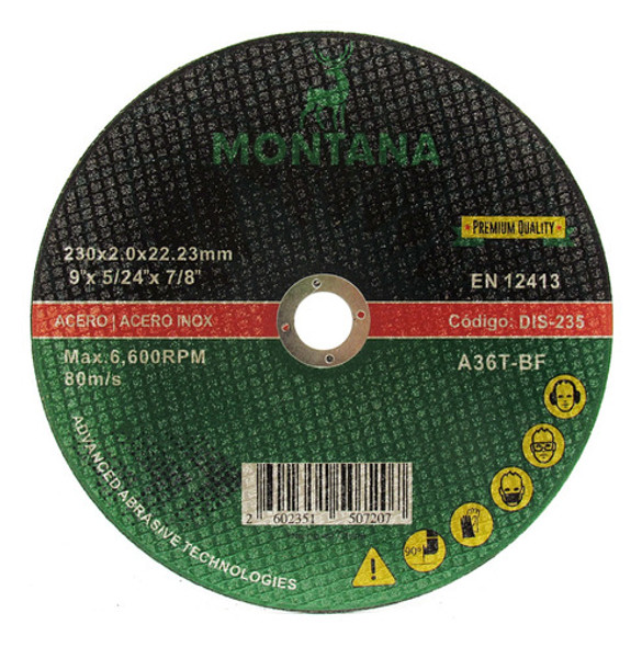 Disco Corte 7\'\' Metal Montana 230x2.0 Mm  25 Unidades 0