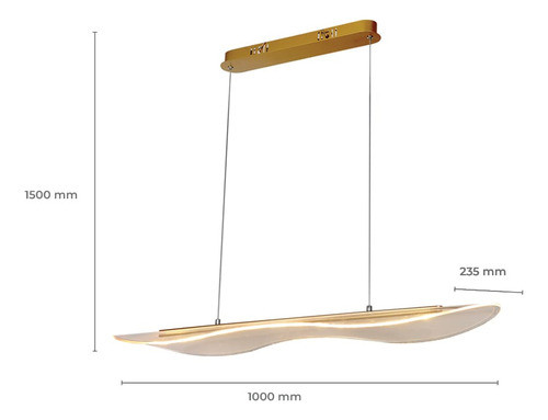Pendente Moderno Dourado 100cm Led 30w 3000k Bivolt 1