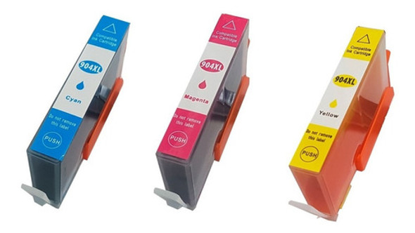 Kit 3 Cartucho Comp 904xl T6m04ab T6m08ab T6m12ab C M Y 12ml 0