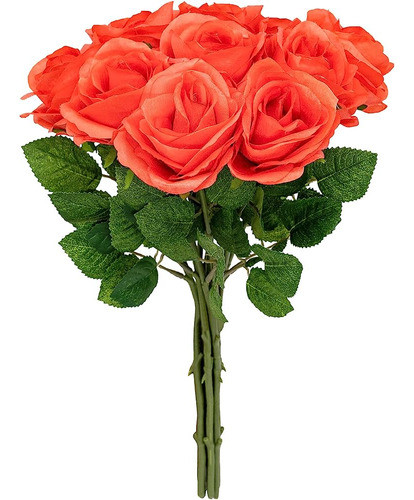 Softflame Artificial / Fake / Faux Flowers - Coral Rosa 10pc 0