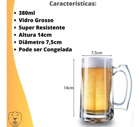 Jogo De 4 Canecas 400ml Em Vidro Reforçado Cerveja Chopp 1