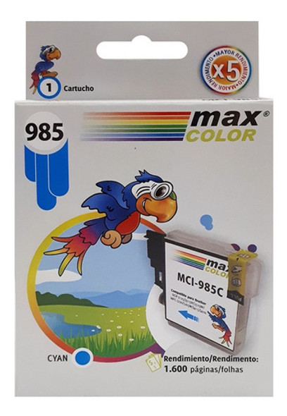Cartucho Maxcolor Cyan Compatible Brother Dcp-j125 Lc-985c 0