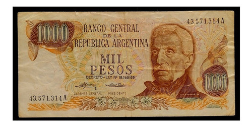 Argentina 1000 Pesos Ley 1975 A Muy Bueno Bot 2438 1