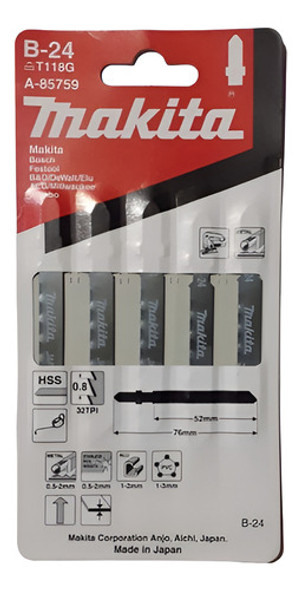 Set Hoja Sierra Caladora 5un Makita A-85759 T118g Japon Mkb 0 Set Hoja Sierra Caladora 5un Makita A-85759 T118g Japon Mkb 0