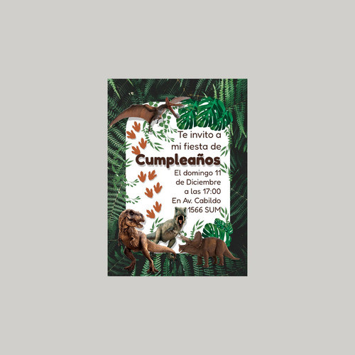 Invitación De Cumple - Dinosaurios X4u - Personalizado 0