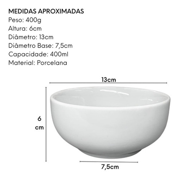 Kit 2 Cumbuca 400ml Porcelana Caldos 1