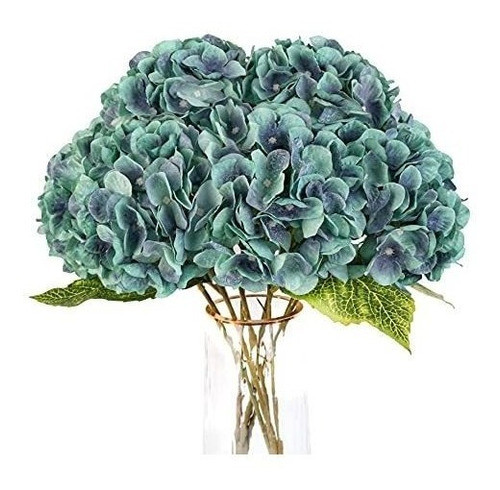 Hortensias Artificiales De Seda 1ramo X5 Flores - Azul 0