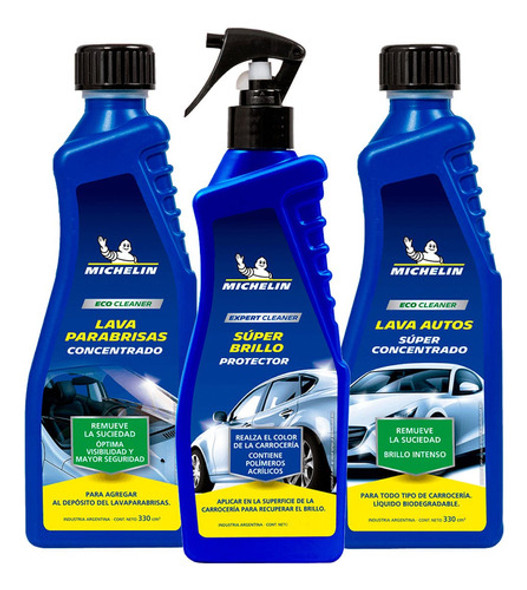 Combo Lavado Auto Michelin Cera + Shampoo + Lava Parabrisa 0
