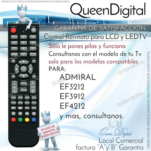 Control Remoto Para Admiral Ef3212 Ef3912 Lcd Led Tv 1