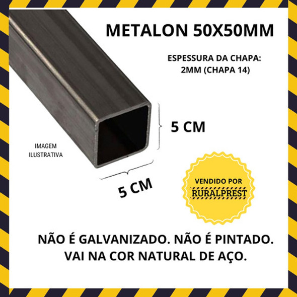 Metalon 50x50 Chapa 2mm Tubo Quadrado De Aço - 50 Cm 1
