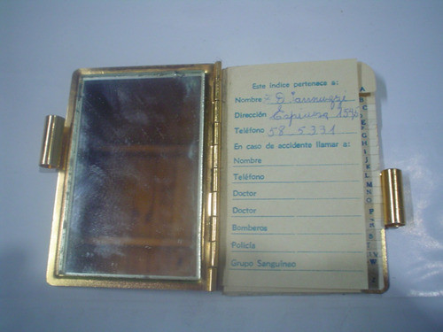 Agenda Miniatura Espejito Retro Centro Sky Aluminio Dorado 1
