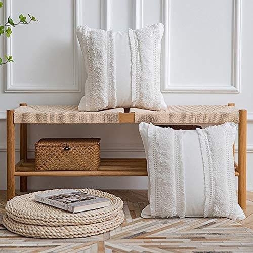 Dezene Boho Throw Pillow Covers: 2 Pack 100% Cotton Woven Tu 1