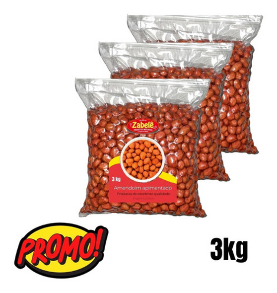 Amendoim Apimentado Premium 3kg - Mais Barato - Qualidade 0