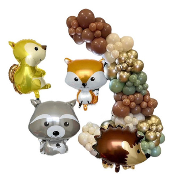 Pack De Globos 123 Globos Animales Del Bosque Incluye Cinta 0