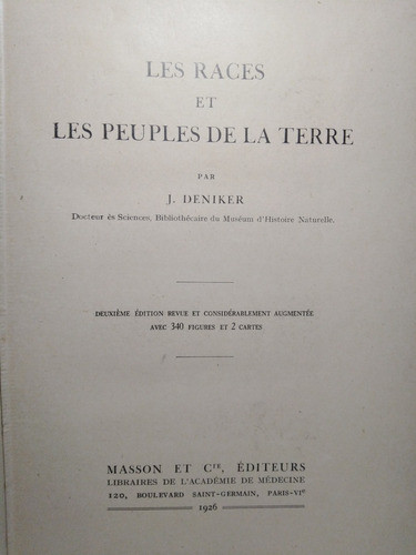 Les Races Et Les Peuples De La Terre - J. Deniker 0
