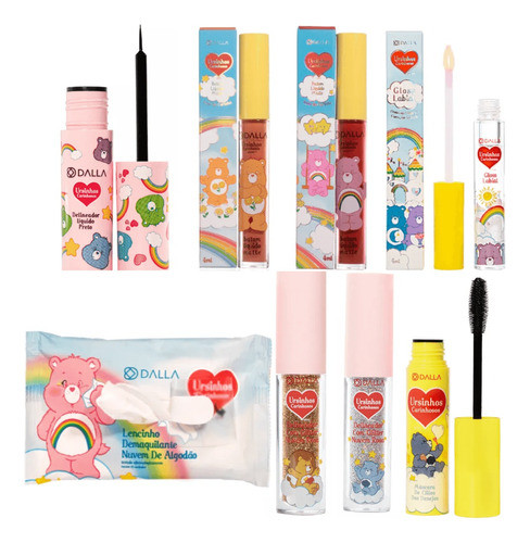 Kit 8 Produtos Coleção Ursinhos Carinhosos Dalla Makeup 0