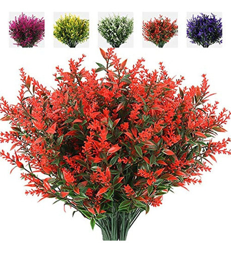 Recutms Flores Artificiales De Lavanda Plantas 8 Paquetes Re 0