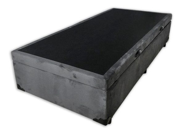 Cama Box Baú Solteiro Suede Cinza - 88x188x40 1