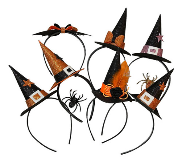 6 Vinchas Sombreros Brujas Moños Cotillon Fiestas Halloween 0