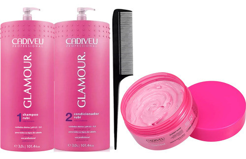 Cadiveu Kit Glamour Rubi Lavatório Sh. Cond. 3lts Mascara Nf 0