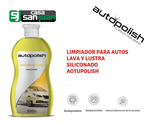 Autopolish Limpiador P/autos Lava Y Lustra Siliconado 500ml 1