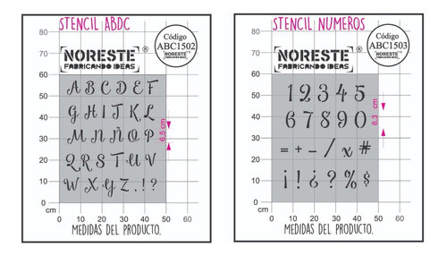 Stencil Kit X2 Abecedario + Numeros Simbolos  50x60  1502/03 0