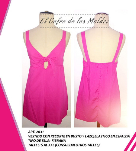 Molde Digital Vestido Recorte Busto Y Lazos Talles S A Xxl 1