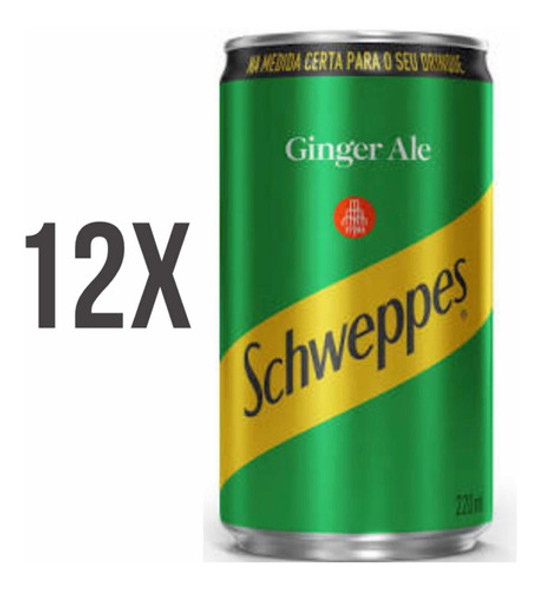 Kit 12  Schweppes Ginger Ale 220ml Lata Bebida Refrigerante 0