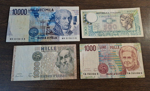 Italia X 4 Billetes Incluye 500 Liras 1974. Usados !!! 1