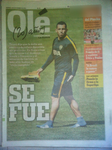 Ole 4 Noviembre 2016 Tevez Vuelve Bruja Veron A Estudiantes 0