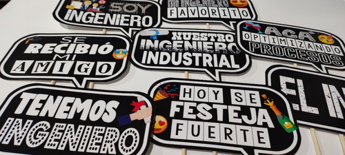 Cartelitos Props Deco Recibida Ingeniero Industrial X8u 0