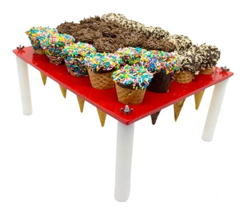 Suportes Porta Tubetes Cones De Sorvete Todo Branco 20 Furos 1