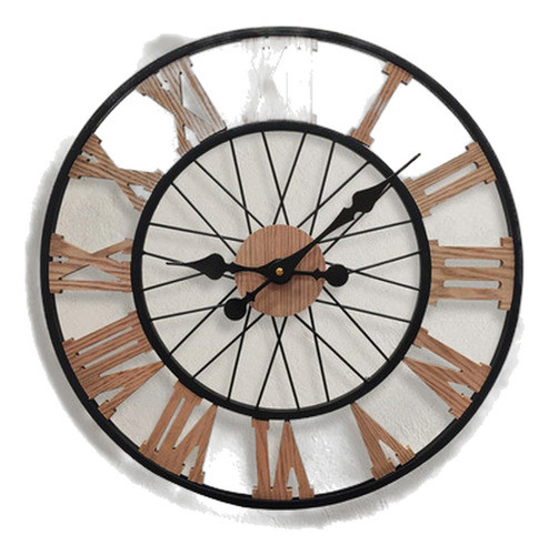 Reloj De Pared Numeros Romanos 50cm Negro Madera Silencioso 0