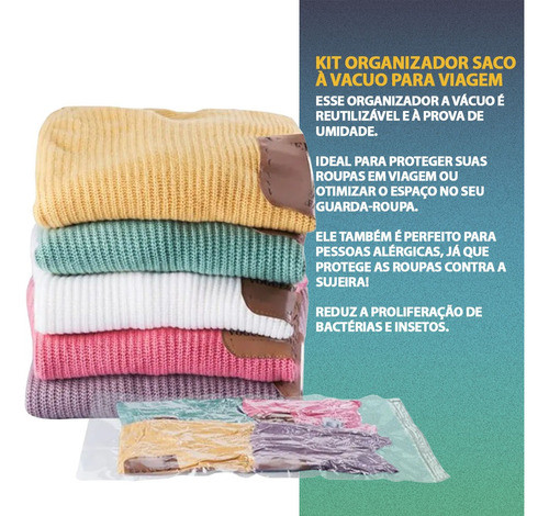 Saco À Vácuo Embalagem Organizador Viagem Guarda Roupa Bomba 1
