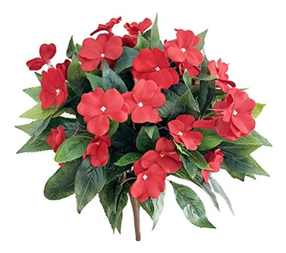 Lopkey 7 Ramas Artificial Impatiens Ramo Flor Patio Césped J 0
