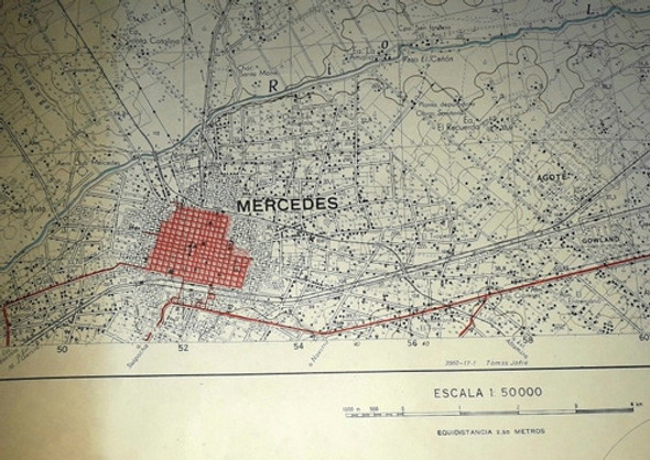 Antiguo Mapa Ciudad Mercedes Buenos Aires 1965 Esc. 1. 50000 0