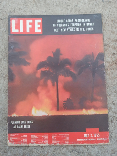 Revista Life 2/5/1955 Flaming Lava Licks At Palm Trees 0