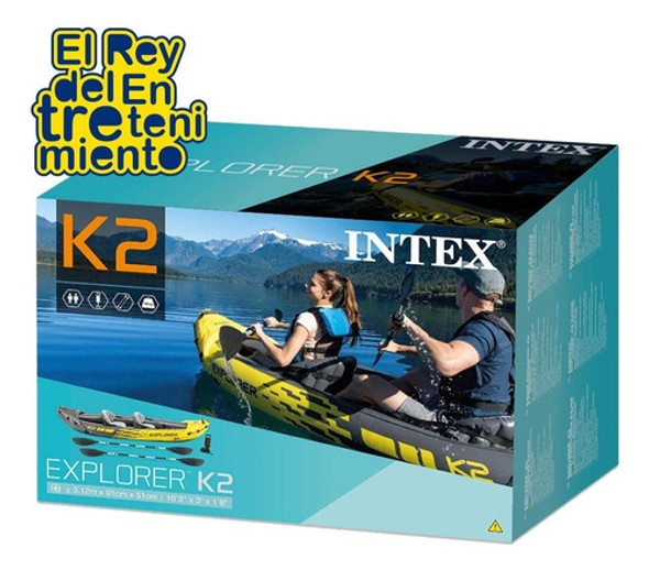 Kayak Intex Bote Inflable 2 Personas + Remo +inflador El Rey 1