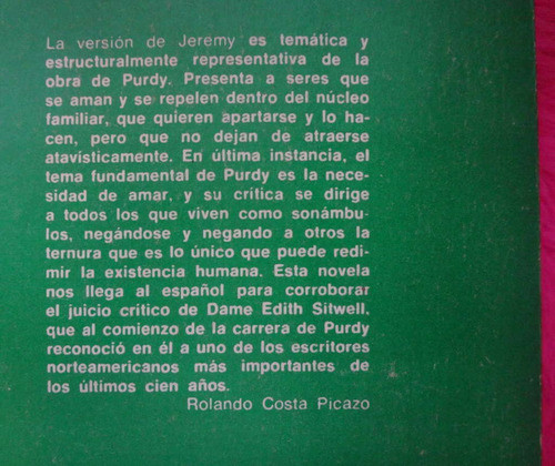 La Version De Jeremy De James Purdy - 1ª Edicion 1