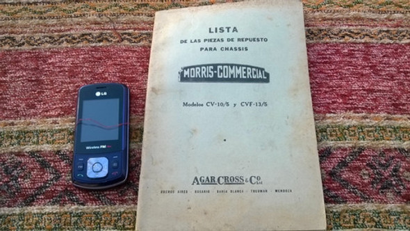 Antiguo Lista Piezas Repuestos Chasis Morris Commercial 0