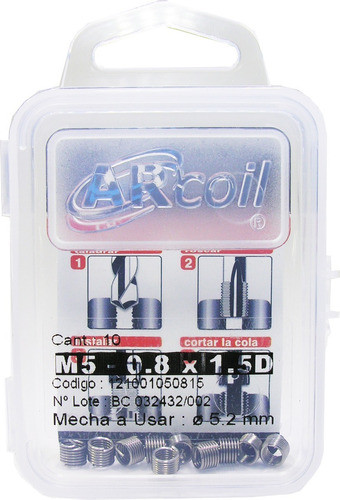 Insertos Para Roscas 5x.0.8 1.5d Arcoil M5 10 Unidades 0