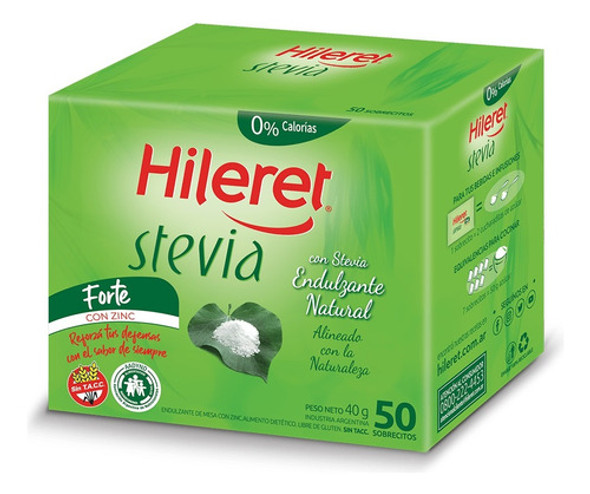 Pack X12 Edulcorante Hileret Stevia 50 Sobres 0