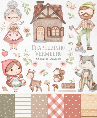 Kit Imagenes Png Cliparts Caperucita Roja Acuarela Ni51 0