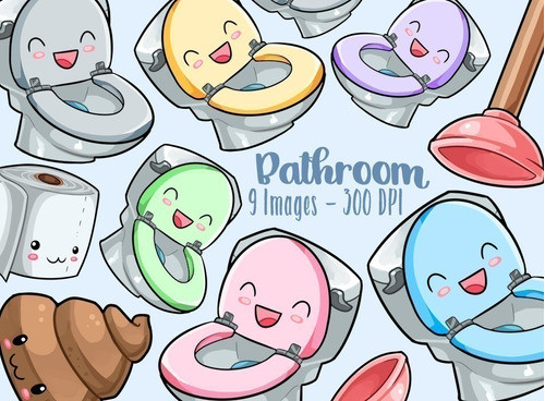 Cliparts Imagenes Png Inodoros De Colores Acuarelas Jk6 0