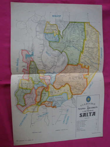 Antigua Lamina Billiken Mapa Salta - Por A. Bemporat 0